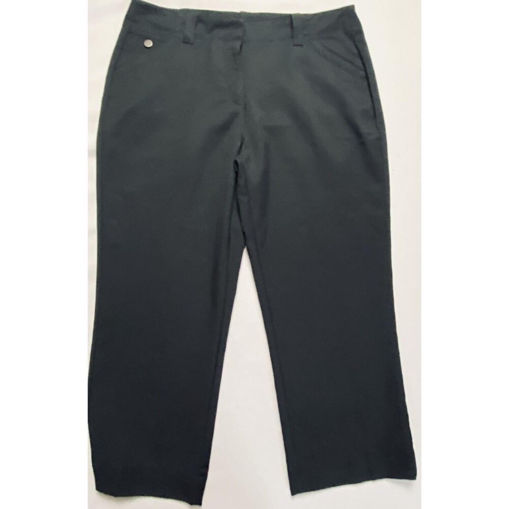 PGA Tour Womens Black Flat Front Performance Golf Capris Pants Waist 34" XL